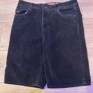 Empyre Corduroy Shorts Mens 28 Black Skate Streetwear Embroidered Patch Logo